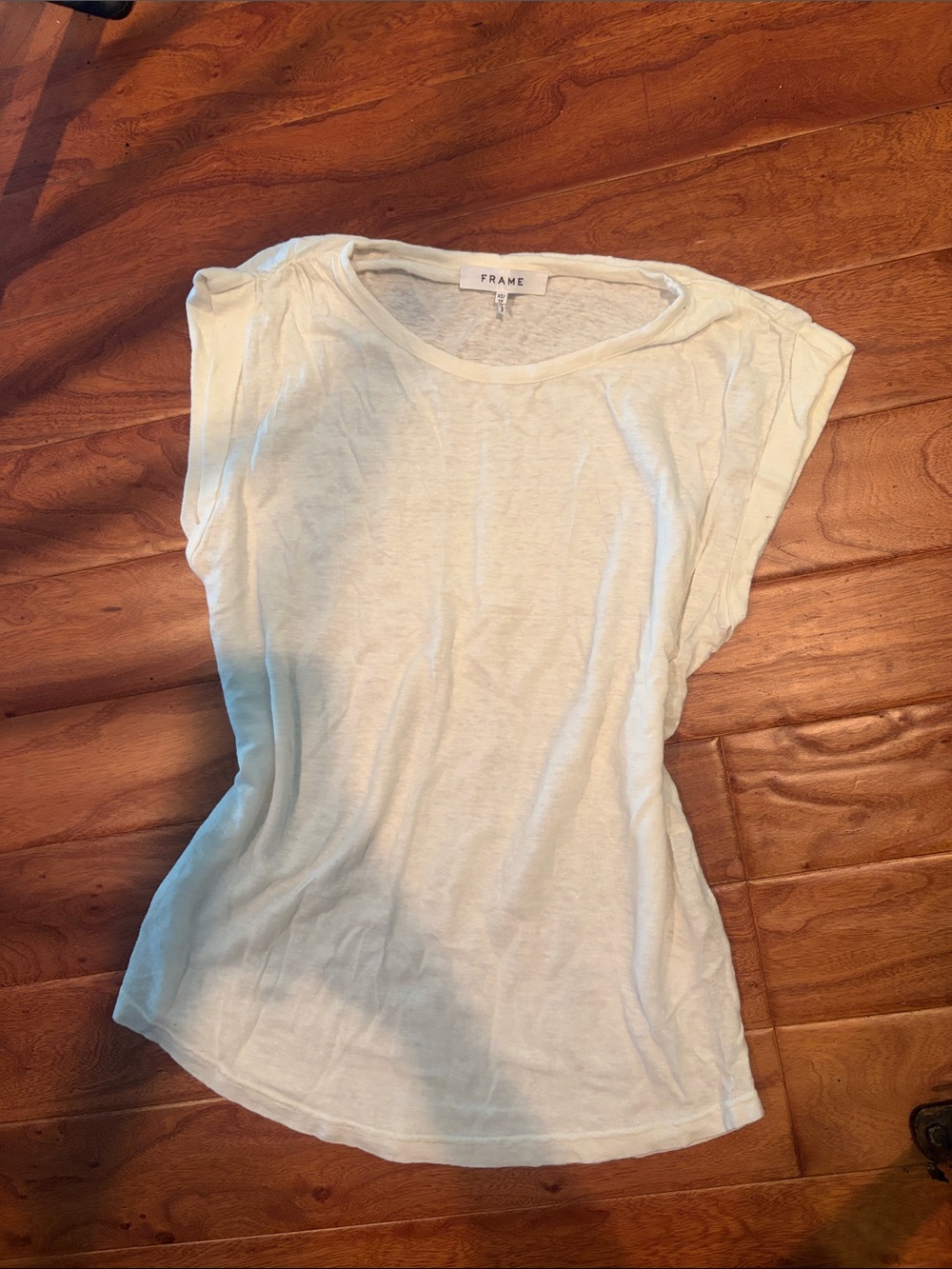 Frame 100% Organic Linen White Cut Off Sleeveless Muscle Tee Size XS